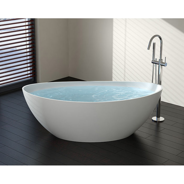 Badeloft Freestanding Soaking Stone Resin Bathtub Wayfair Canada